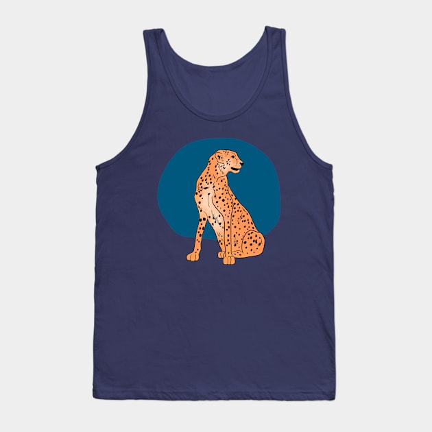 The Fastest One, Blue Edition, Cheetah Illustration Tank Top by Flo Art Studio